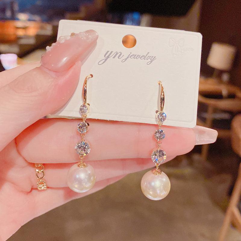 Rhinestone Beads Earrings Earhook