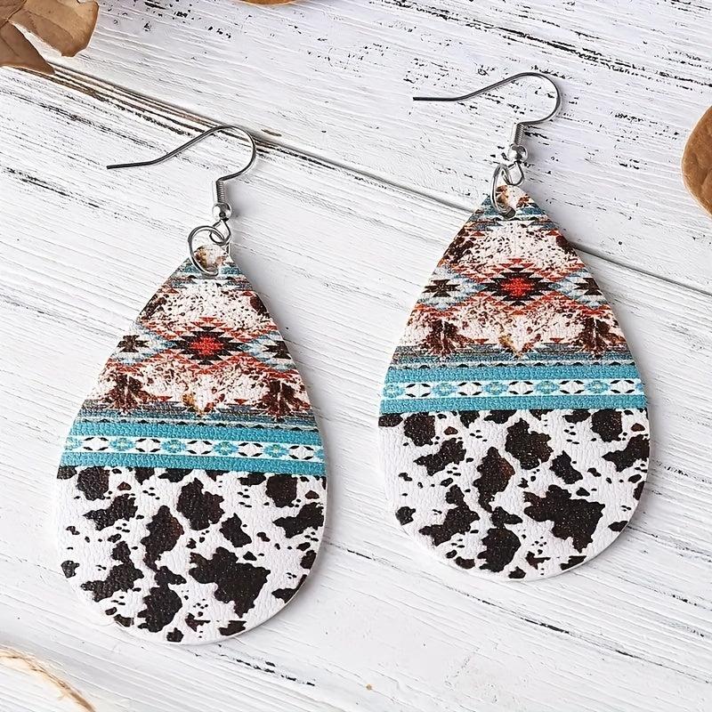 Bohemian Milk Pattern Water Drop Earrings - Toy Anniversary Christmas Gift