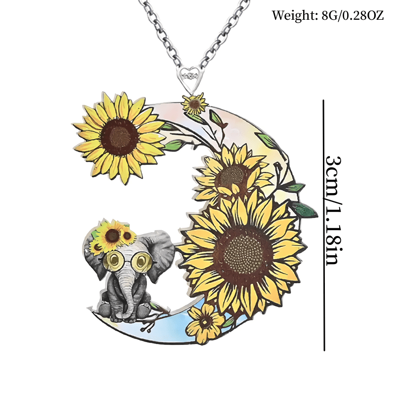 Elephant Moon Pendant Necklace Jewelry Gift