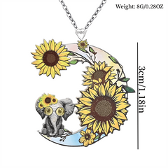 Elephant Moon Pendant Necklace Jewelry Gift