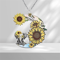 Elephant Moon Pendant Necklace Jewelry Gift