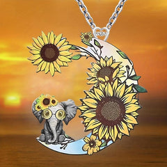 Elephant Moon Pendant Necklace Jewelry Gift