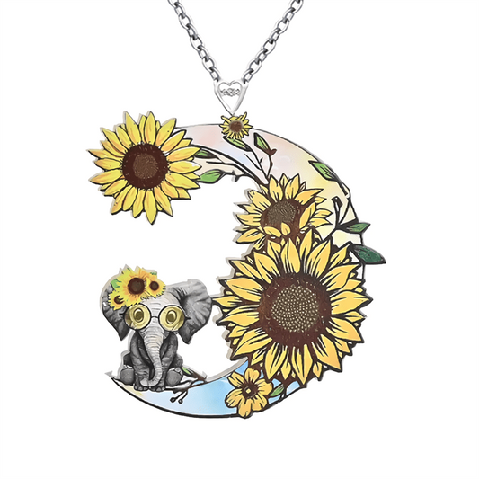 Elephant Moon Pendant Necklace Jewelry Gift