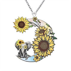 Elephant Moon Pendant Necklace Jewelry Gift
