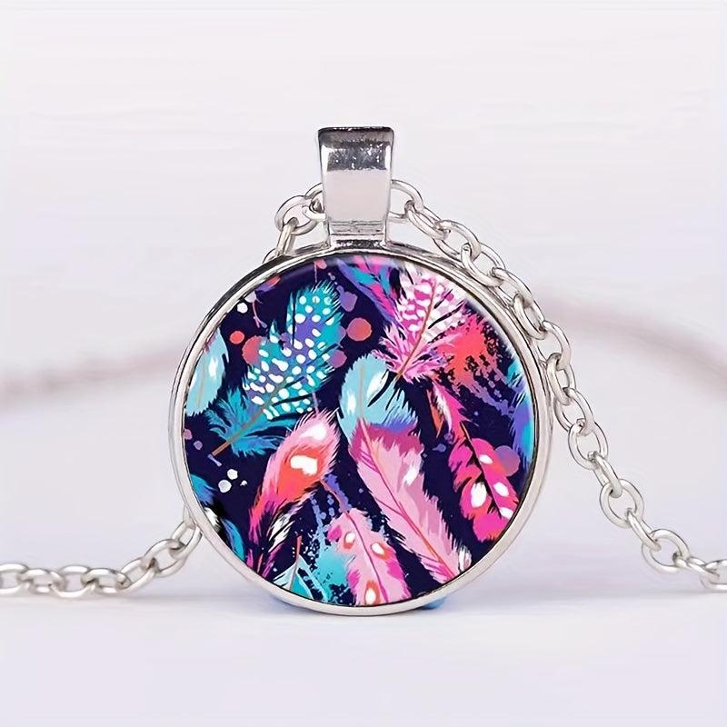 Feather Crystal Bead Necklace for Men Women Birthday Wedding