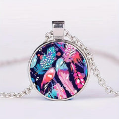 Feather Crystal Bead Necklace for Men Women Birthday Wedding