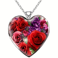 Heart Rose Pendant Necklace For Children Daughter Holiday Anniversary Gift