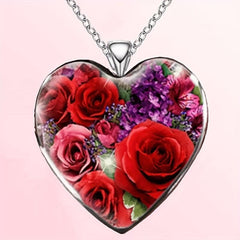 Heart Rose Pendant Necklace For Children Daughter Holiday Anniversary Gift