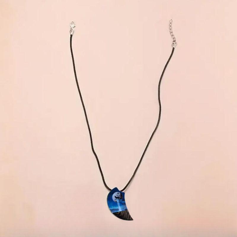 Moon & Wolf Necklace for Men Women, Banquet Party Jewelry