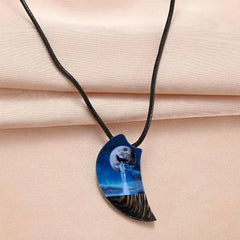Moon & Wolf Necklace for Men Women, Banquet Party Jewelry