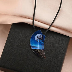 Moon & Wolf Necklace for Men Women, Banquet Party Jewelry