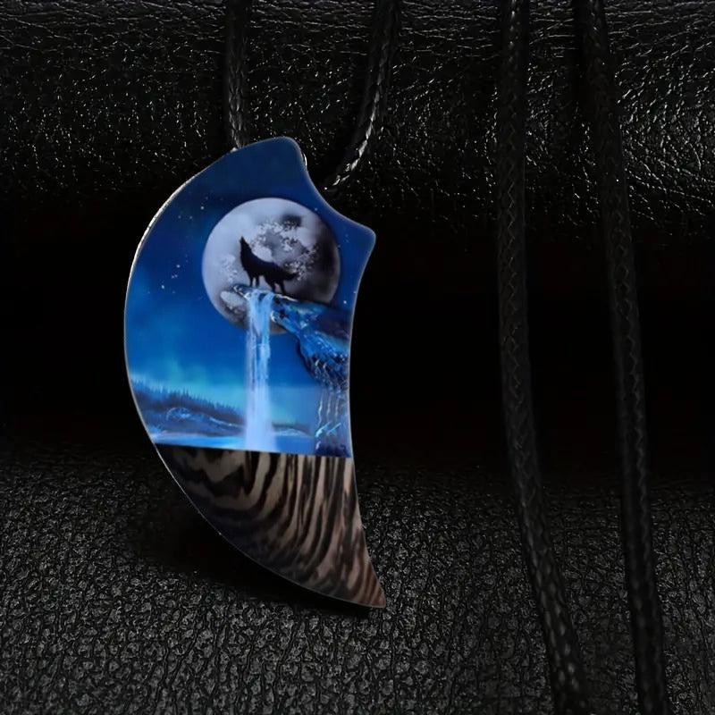 Moon & Wolf Necklace for Men Women, Banquet Party Jewelry