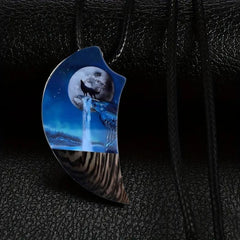 Moon & Wolf Necklace for Men Women, Banquet Party Jewelry