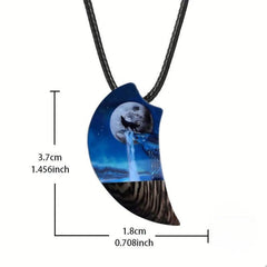 Moon & Wolf Necklace for Men Women, Banquet Party Jewelry