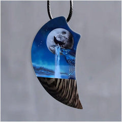 Moon & Wolf Necklace for Men Women, Banquet Party Jewelry