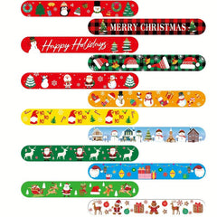 12pcs Christmas Slap Bracelet Snap Bracelet Party Gift Toy Christmas Theme