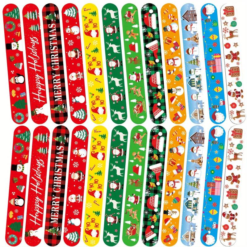 12pcs Christmas Slap Bracelet Snap Bracelet Party Gift Toy Christmas Theme