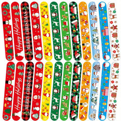 12pcs Christmas Slap Bracelet Snap Bracelet Party Gift Toy Christmas Theme