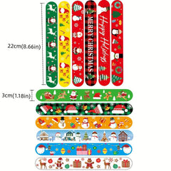 12pcs Christmas Slap Bracelet Snap Bracelet Party Gift Toy Christmas Theme