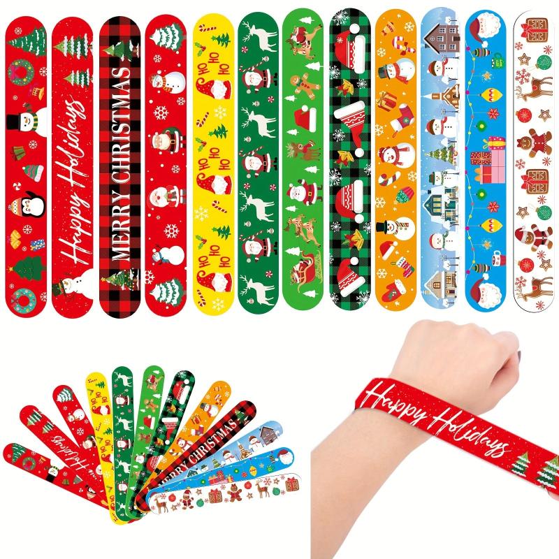 12pcs Christmas Slap Bracelet Snap Bracelet Party Gift Toy Christmas Theme