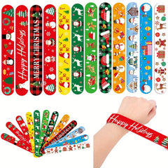 12pcs Christmas Slap Bracelet Snap Bracelet Party Gift Toy Christmas Theme