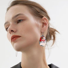 Santa Claus Teardrop Faux Leather Earrings Christmas Gift