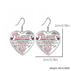 Butterfly Heart Glass Pendant Earrings for Daughter Graduation Party