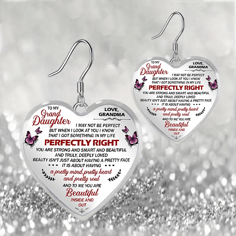 Butterfly Heart Glass Pendant Earrings for Daughter Graduation Party