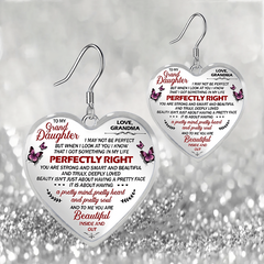 Butterfly Heart Glass Pendant Earrings for Daughter Graduation Party