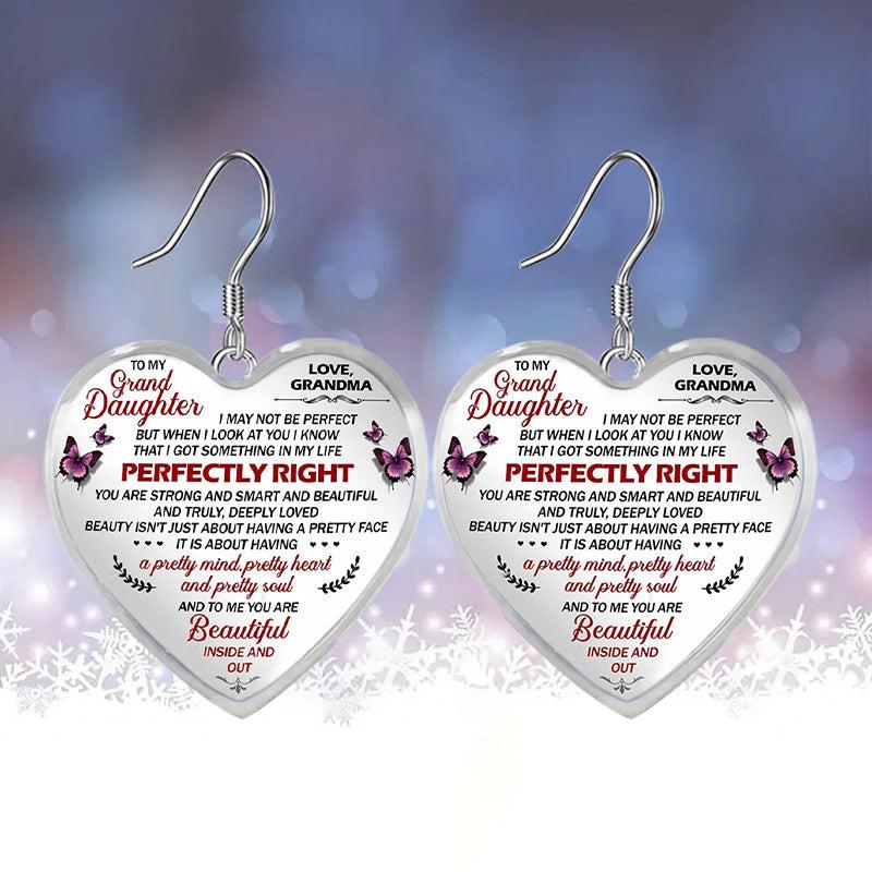 Butterfly Heart Glass Pendant Earrings for Daughter Graduation Party