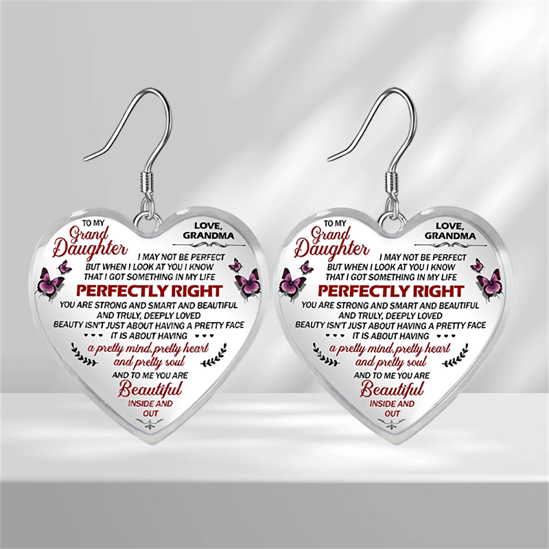 Butterfly Heart Glass Pendant Earrings for Daughter Graduation Party
