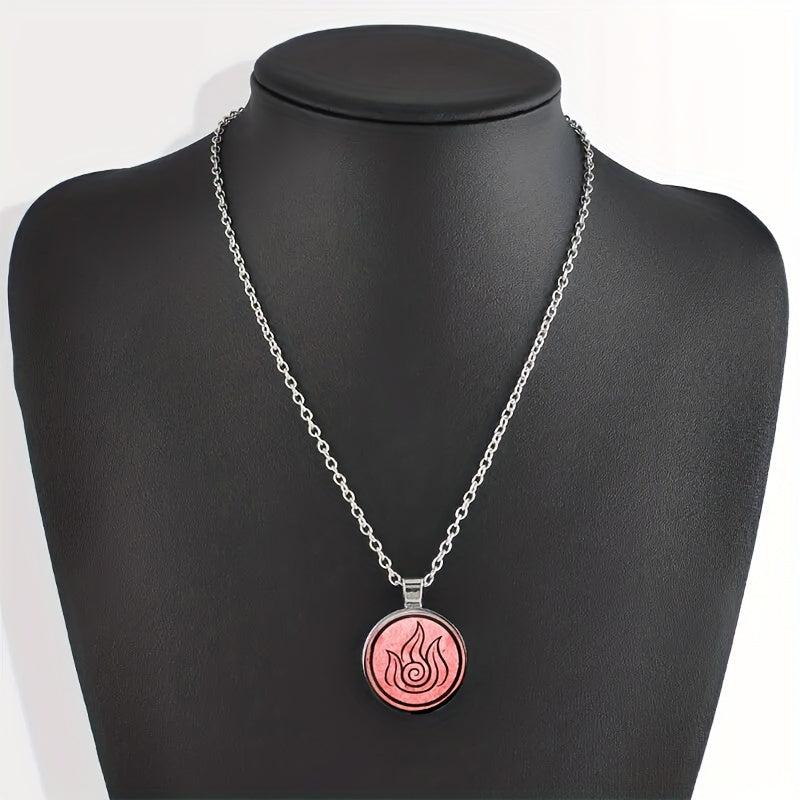 Round Flame Crystal Bead Pendant Necklace For Men And Women