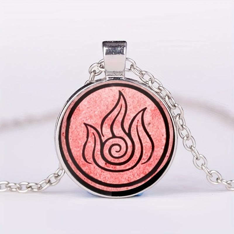 Round Flame Crystal Bead Pendant Necklace For Men And Women