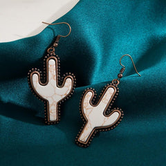 5pcs Cactus Turquoise Bronze Earrings Set