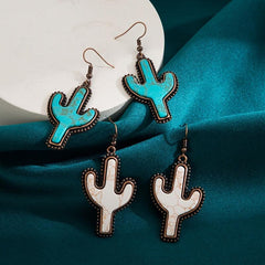 5pcs Cactus Turquoise Bronze Earrings Set