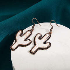 5pcs Cactus Turquoise Bronze Earrings Set
