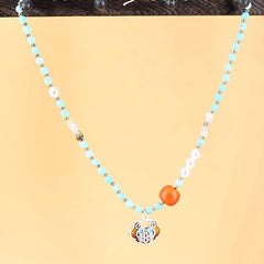 Lotus Pendant Pine Stone String Pearl Necklace