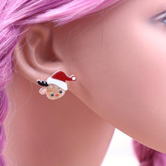 Christmas Deer Dangle Earrings Acrylic Animal Pattern Elk Cartoon Style Gift