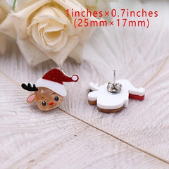 Christmas Deer Dangle Earrings Acrylic Animal Pattern Elk Cartoon Style Gift