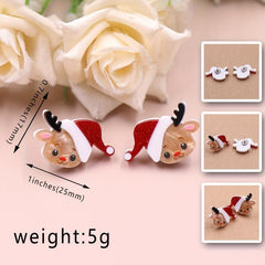 Christmas Deer Dangle Earrings Acrylic Animal Pattern Elk Cartoon Style Gift