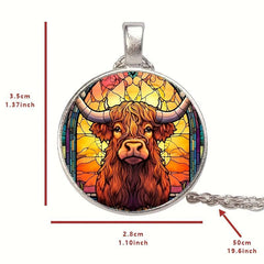 Round Bull Crystal Bead Pendant Necklace Gift for Men Women