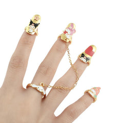 Anime Adjustable Nail Ring Gothic Metal Irregular Finger Ring