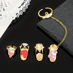 Anime Adjustable Nail Ring Gothic Metal Irregular Finger Ring