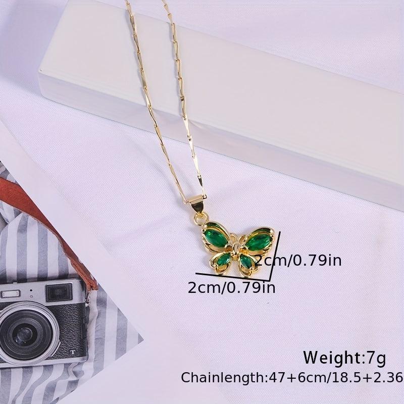 Rhinestone Butterfly Necklace Female Niche Sense Cold Wind Collarbone Chain