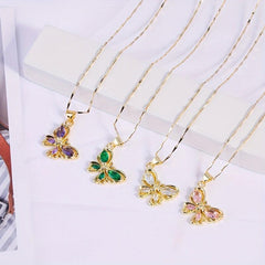 Rhinestone Butterfly Necklace Female Niche Sense Cold Wind Collarbone Chain