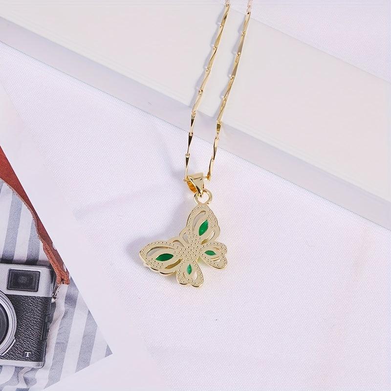 Rhinestone Butterfly Necklace Female Niche Sense Cold Wind Collarbone Chain