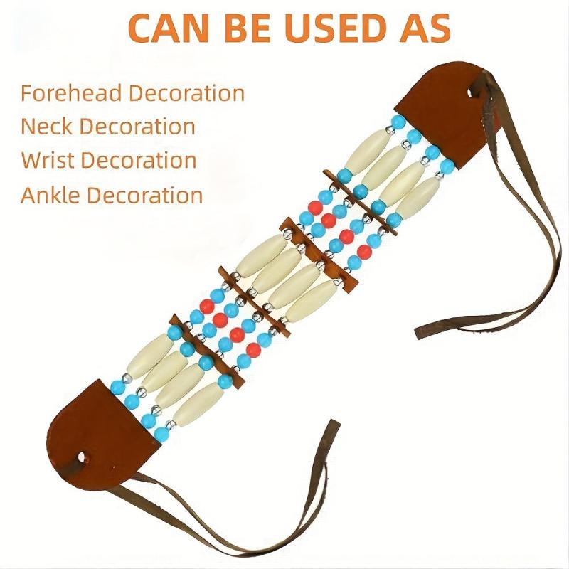 Caveman Dress Up Props Wooden Bead Necklace Bracelet