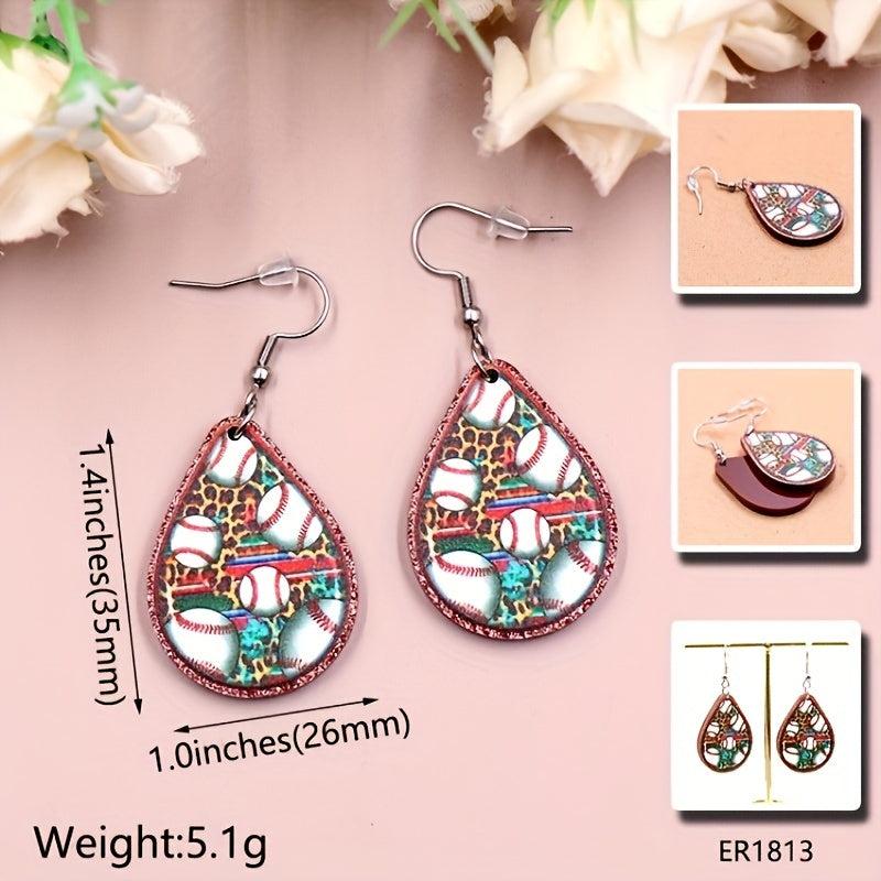 Acrylic Rugby Football Earrings Funny Baseball Earrings Jewelry Christmas Gift