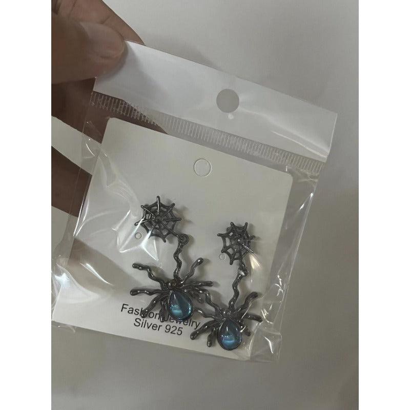 Dark Spider Earrings Moon Stone Punk Halloween Spider Earrings
