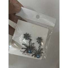 Dark Spider Earrings Moon Stone Punk Halloween Spider Earrings